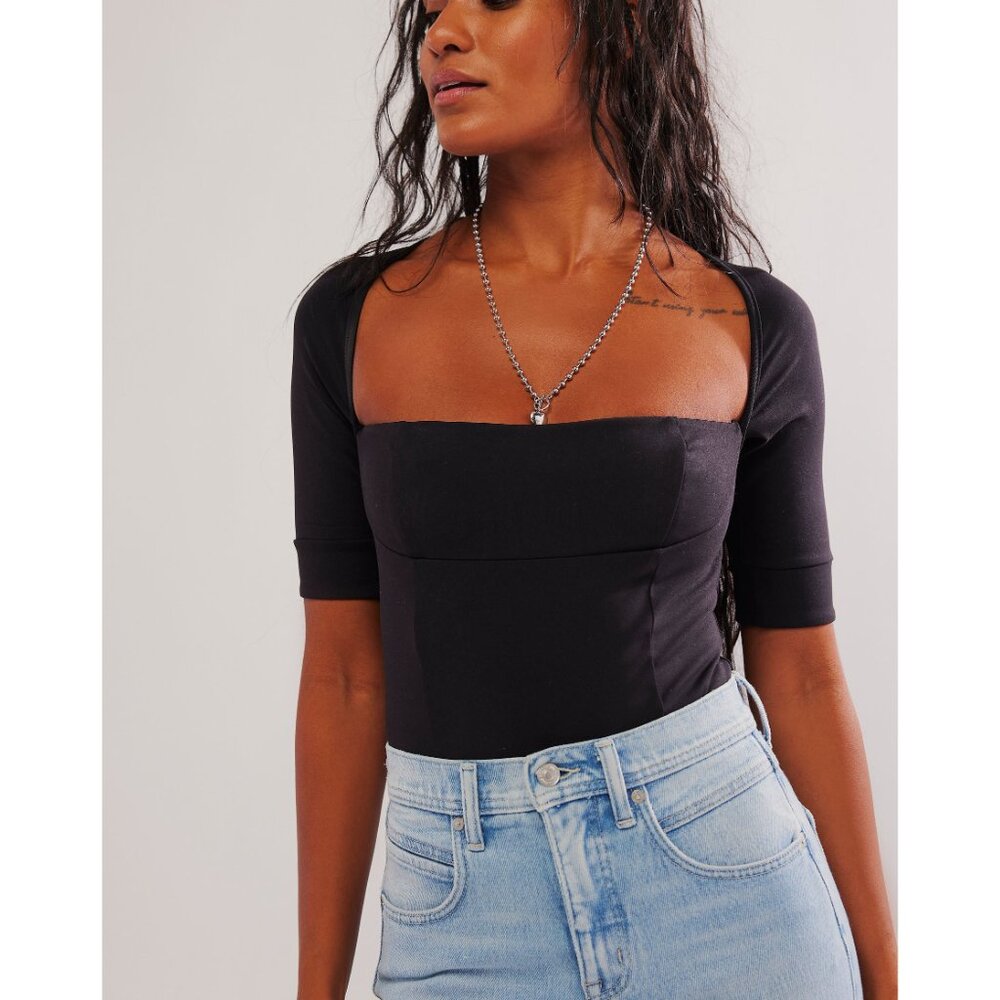 Free People Everly Bodysuit Black